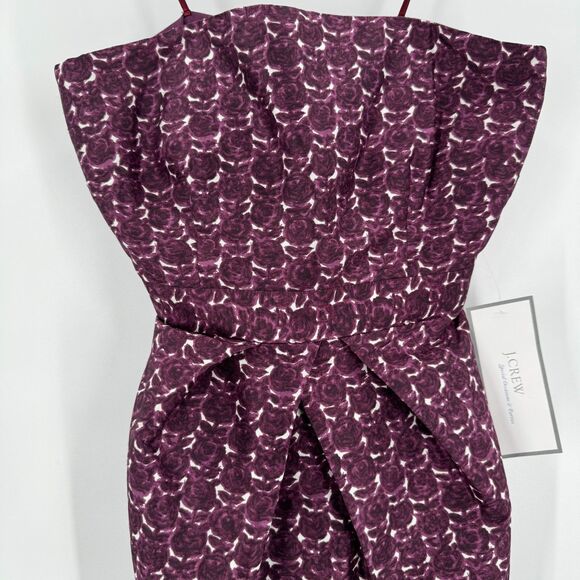 NWT J. CREW Purple Floral Strapless 100% Silk Bodycon Mini Dress Size 0 - Picture 2 of 6